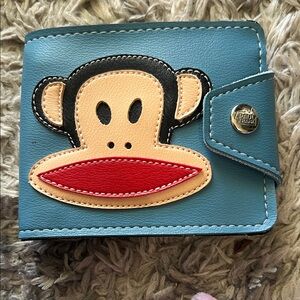 Y2K Paul Frank Blue Wallet with Red Monkey Design